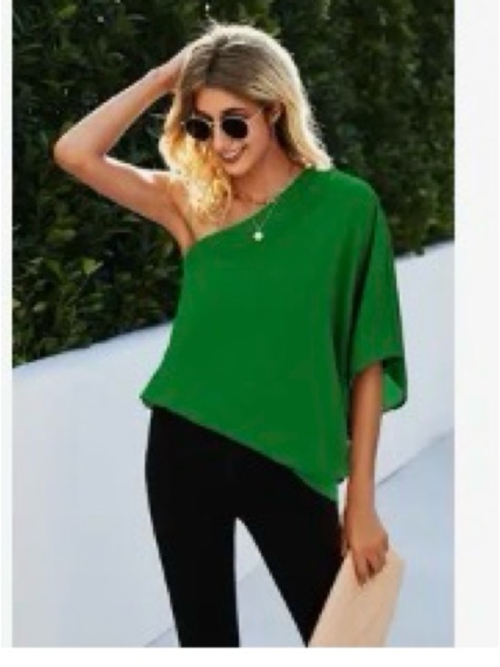 Tops - One-Shoulder Green asymmetrical Women’s Top - Casual Chic